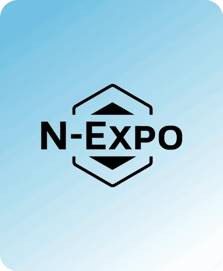 N-Expo logo on a blue gradient background.